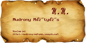 Mudrony Mátyás névjegykártya