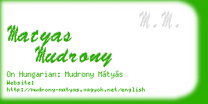 matyas mudrony business card